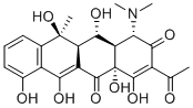 CAS # 7647-65-6, Terramycin-X, (1S,4aR,11S,11aR,12S,12aR)-3-acetyl-1-(dimethylamino)-4,4a,6,7,11,12-hexahydroxy-11-methyl-1,11a,12,12a-tetrahydrotetracene-2,5-dione