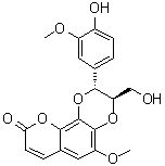 CAS # 76985-93-8, Cleomiscosin B, (2R,3R)-rel-2,3-Dihydro-2-(4-hydroxy-3-methoxyphenyl)-3-(hydroxymethyl)-5-methoxy-9H-pyrano[2,3-f]-1,4-benzodioxin-9-one