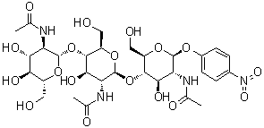 structure of CAS# 7699-38-9, p-Nitrophenyl tri-N-acetylchitotrioside