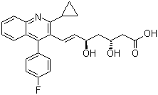 structure of CAS# 769908-13-6, (3R,5R,6E)-7-[2-环丙基-4-(4-氟苯基)-3-喹啉基]-3,5-二羟基-6-庚烯酸