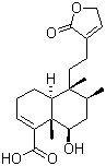 (-)-6beta-羟基-5beta,8beta,9beta,10alpha-克罗-3,13-二烯-16,15-内酯-18-酸分子结构 (CAS 771493-42-6)
