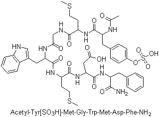 structure of CAS# 77275-51-5, N-乙酰基-O-硫酸基-L-酪氨酰-L-蛋氨酰甘氨酰-L-色氨酰-L-蛋氨酰-L-alpha-天冬氨酰-L-苯丙氨酰胺
