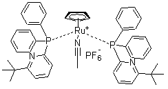 structure of CAS# 776230-17-2, 乙腈双[2-二苯基膦-6-叔丁基吡啶]环戊二烯钌六氟磷酸盐