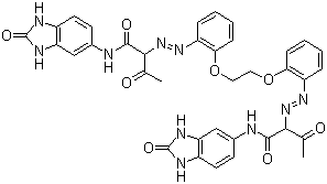 CAS # 77804-81-0, Pigment Yellow 180, 2,2'-[Ethylenebis(oxyphenyl-2,1-eneazo)]bis[N-(2,3-dihydro-2-oxo-1H-benzimidazol-5-yl)-3-oxo-butanamide, Fast Yellow HG, C.I. 21290
