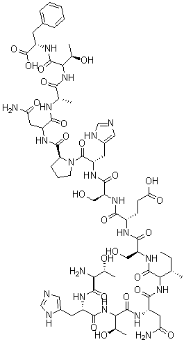 CAS # 78183-34-3, L-Threonyl-L-histidyl-L-threonyl-L-asparaginyl-L-isoleucyl-L-seryl-L-alpha-glutamyl-L-seryl-L-histidyl-L-prolyl-L-asparaginyl-L-alanyl-L-threonyl-L-phenylalanine