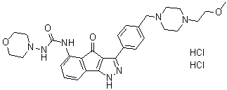 CAS 登录号：784210-87-3, N-[1,4-二氢-3-[4-[[4-(2-甲氧基乙基)-1-哌嗪基]甲基]苯基]-4-氧代茚并[1,2-c]吡唑-5-基]-N'-4-吗啉基脲盐酸盐