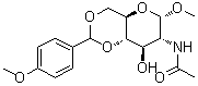 CAS 登录号：78489-61-9, 甲基 2-(乙酰氨基)-2-脱氧-4,6-O-[(4-甲氧基苯基)亚甲基]-alpha-D-吡喃葡萄糖苷