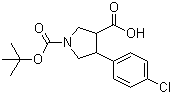 反式-1-叔丁氧羰基-4-(4-氯苯基)-3-吡咯烷甲酸分子结构 (CAS 791625-60-0)