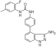 CAS # 796967-16-3, Linifanib, N-[4-(3-Amino-1H-indazol-4-yl)phenyl]-N'-(2-fluoro-5-methylphenyl)urea, ABT 869