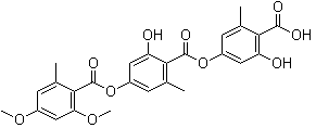 CAS # 79786-34-8, Amidepsine D, 4-[(2,4-Dimethoxy-6-methylbenzoyl)oxy]-2-hydroxy-6-methyl-benzoic acid 4-carboxy-3-hydroxy-5-methylphenyl ester