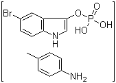 structure of CAS# 80008-69-1, 5-Bromo-1H-indol-3-ol dihydrogen phosphate (ester) compd with 4-methylbenzenamine
