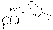 CAS # 808756-71-0, N-(5-tert-Butylindan-1-yl)-N'-(1H-indazol-4-yl)urea, N-[(1R)-5-(1,1-Dimethylethyl)-2,3-dihydro-1H-inden-1-yl]-N'-1H-indazol-4-ylurea