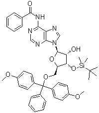 structure of CAS# 81256-88-4, N-苯甲酰基-5'-O-[二(4-甲氧基苯基)苯基甲基]-3'-O-[(叔丁基)二甲基硅烷基]腺苷