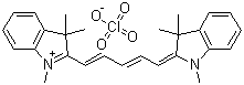 structure of CAS# 81666-87-7, 1,1',3,3,3',3'-六甲基吲哚二碳菁高氯酸盐