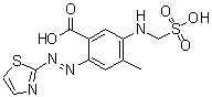 structure of CAS# 82138-69-0, 2-(2-Thiazolylazo)-4-methyl-5-(sulfomethylamino)benzoic acid