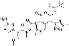 CAS # 82547-81-7, Cefteram pivoxil, Pivaloyloxymethyl (Z)-7-[2-(2-aminothiazol-4-yl)-2-methoxyiminoacetamido]-3-(5-methyl-2H-tetrazol-2-ylmethyl)-3-cephem-4-carboxylate
