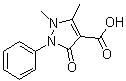 structure of CAS# 83-10-3, 2,3-二氢-1,5-二甲基-3-氧代-2-苯基-1H-吡唑-4-羧酸