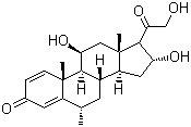 CAS # 83-43-2, Methylprednisolone, 11b,17a,21-Trihydroxy-6a-methyl-1,4-pregnene-3,20-dione, 6alpha-Methyl-1,4-pregnadiene-11beta,17alpha,21-triol-3,20-dione, 6alpha-Methylprednisolone, Medrol, Medrone