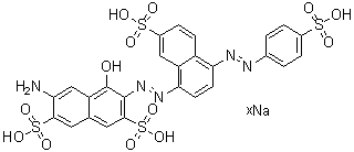 6-Amino-4-hydroxy-3-[[7-sulfo-4-[(4-sulfophenyl)azo]-1-naphthalenyl]azo]-2,7-naphthalenedisulfonic acid sodium salt molecular structure (CAS 83221-57-2)