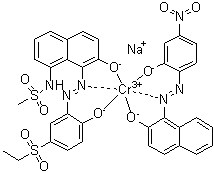 CAS # 83249-64-3, Sodium [N-[8-[[5-(ethylsulfonyl)-2-hydroxyphenyl]azo]-7-hydroxy-1-naphthalenyl]methanesulfonamidato(2-)][1-[(2-hydroxy-4-nitrophenyl)azo]-2-naphthalenolato]chromate