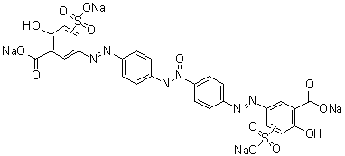 3,3'-[氧化偶氮基二(4,1-亚苯基偶氮)]二[6-羟基-4(or 5)-磺基苯甲酸]四钠盐分子结构 (CAS 83803-61-6)