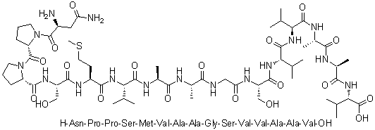 L-天冬氨酰胺酰-L-脯氨酰-L-脯氨酰-L-丝氨酰-L-蛋氨酰-L-缬氨酰-L-丙氨酰-L-丙氨酰甘氨酰-L-丝氨酰-L-缬氨酰-L-缬氨酰-L-丙氨酰-L-丙氨酰-L-缬氨酸分子结构 (CAS 840500-13-2)