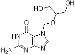 structure of CAS# 84222-50-4, 2-Amino-1,7-dihydro-7-[[2-hydroxy-1-(hydroxymethyl)ethoxy]methyl]-6H-purin-6-one