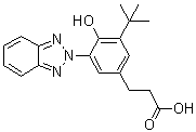 structure of CAS# 84268-36-0, 3-[3-(2H-Benzotriazol-2-yl)-5-tert-butyl-4-hydroxyphenyl]propionic acid