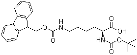 N-Boc-N'-Fmoc-L-赖氨酸分子结构 (CAS 84624-27-1)