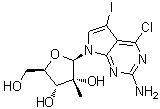 4-氯-5-碘-7-(2-C-甲基-beta-D-呋喃核糖基)-7H-吡咯并[2,3-d]嘧啶-2-胺分子结构 (CAS 847551-58-0)