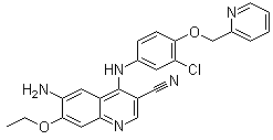 structure of CAS# 848139-78-6, 4-[4-[(2-吡啶基)甲氧基]-3-氯苯胺基]-6-氨基-3-氰基-7-乙氧基喹啉