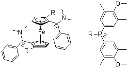 structure of CAS# 849925-12-8, (1S,1'S)-1,1'-Bis[bis(4-methoxy-3,5-dimethylphenyl)phosphino]-2,2'-bis[(S)-(dimethylamino)phenylmethyl]ferrocene