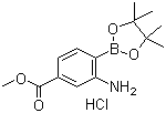 2-氨基-4-甲氧羰基苯基硼酸频哪醇酯盐酸盐分子结构 (CAS 850567-49-6)