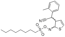 CAS # 852246-54-9, 2-Methyl-alpha-[2-[[(octylsulfonyl)oxy]imino]-3(2H)-thienylidene]-benzeneacetonitrile, [[3-[Cyano-(2-methylphenyl)methylidene]thiophen-2-ylidene]amino] octane-1-sulfonate