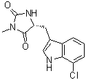 structure of CAS# 852391-19-6, (5R)-5-[(7-氯-1H-吲哚-3-基)甲基]-3-甲基-2,4-咪唑烷二酮