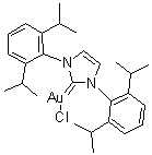 [1,3-双(2,6-二异丙基苯基)-1,3-二氢-2H-咪唑-2-亚基]氯化金分子结构 (CAS 852445-83-1)