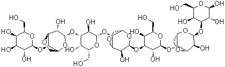 O-beta-D-吡喃半乳糖基-(1→4)-O-3,6-脱水-alpha-L-吡喃半乳糖基-(1→3)-O-beta-D-吡喃半乳糖基-(1→4)-O-3,6-脱水-alpha-L-吡喃半乳糖基-(1→3)-O-beta-D-吡喃半乳糖基-(1→4)-O-3,6-脱水-alpha-L-吡喃半乳糖基-(1→3)-beta-D-吡喃半乳糖分子结构 (CAS 852690-25-6)