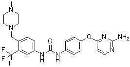 structure of CAS# 853299-07-7, 1-[4-(2-Aminopyrimidin-4-yloxy)phenyl]-3-[4-[(4-methylpiperazin-1-yl)methyl]-3-trifluoromethylphenyl]urea