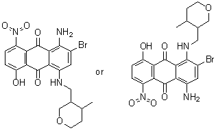CAS 登录号：85410-14-6, 1-氨基-2(or 3)-溴-5-羟基-8-硝基-4-[[(四氢-4-甲基-2H-吡喃-3-基)甲基]氨基]-9,10-蒽醌