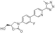 CAS 登录号：856867-41-9, (5R)-3-[3-氟-4-[6-(1-甲基-1H-四唑-5-基)-3-吡啶基]苯基]-5-(羟基甲基)-2-恶唑烷酮