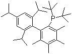 structure of CAS# 857356-94-6, 2-(Di-tert-butylphosphino)-3,4,5,6-tetramethyl-2',4',6'-triisopropyl-1,1'-biphenyl