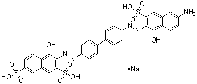 3-[[4'-[(6-氨基-1-羟基-3-磺基-2-萘基)偶氮][1,1'-联苯]-4-基]偶氮]-4-羟基-2,7-萘二磺酸钠盐分子结构 (CAS 85749-99-1)