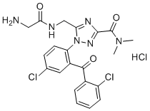 CAS # 85815-37-8, Rilmazafone hydrochloride, 5-[[(2-aminoacetyl)amino]methyl]-1-[4-chloro-2-(2-chlorobenzoyl)phenyl]-N,N-dimethyl-1,2,4-triazole-3-carboxamide,hydrochloride