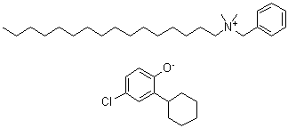N-十六烷基-N,N-二甲基苯甲铵 4-氯-2-环己基苯酚盐分子结构 (CAS 85851-66-7)