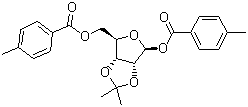 1,5-二(4-甲基苯甲酰)氧基-2,3-O-异亚丙基-beta-D-呋喃核糖分子结构 (CAS 86042-28-6)