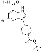 4-[7-(氨基羰基)-5-溴-1H-吲哚-3-基]-1-哌啶羧酸叔丁酯酯分子结构 (CAS 860625-18-9)