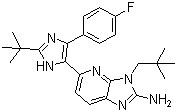 structure of CAS# 862505-00-8, 5-[2-(1,1-Dimethylethyl)-4-(4-fluorophenyl)-1H-imidazol-5-yl]-3-(2,2-dimethylpropyl)-3H-imidazo[4,5-b]pyridin-2-amine