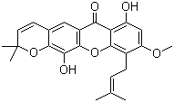 CAS # 864516-31-4, Nigrolineaxanthone V, 7,12-Dihydroxy-9-methoxy-2,2-dimethyl-10-(3-methyl-2-buten-1-yl)-2H,6H-pyrano[3,2-b]xanthene-6-one