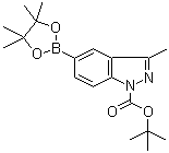 1-N-叔丁氧羰基-3-甲基吲唑-5-硼酸频那醇酯分子结构 (CAS 864770-82-1)