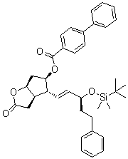 structure of CAS# 865087-09-8, [1,1'-Biphenyl]-4-carboxylic acid (3aR,4R,5R,6aS)-4-[(1E,3S)-3-[[(1,1-dimethylethyl)dimethylsilyl]oxy]-5-phenyl-1-pentenyl]hexahydro-2-oxo-2H-cyclopenta[b]furan-5-yl ester